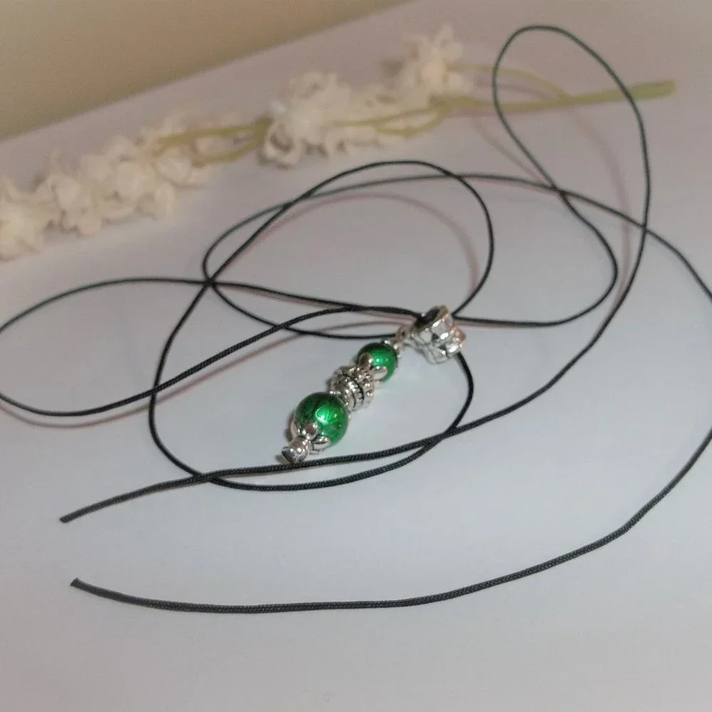 Necklace, Beaded Necklace, Emerald Green Necklace, Blue Necklace, Necklace, A096